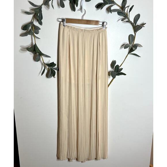NWT Lush Cream Pleated Maxi Skirt LAST CALL - Picture 1 of 7